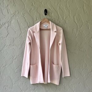 Magaschoni Women's Size Small Pink Cotton & Wool Blend Knit Open Blazer Jacket